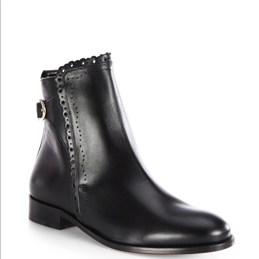 RED Valentino Scalloped Leather Ankle Boots